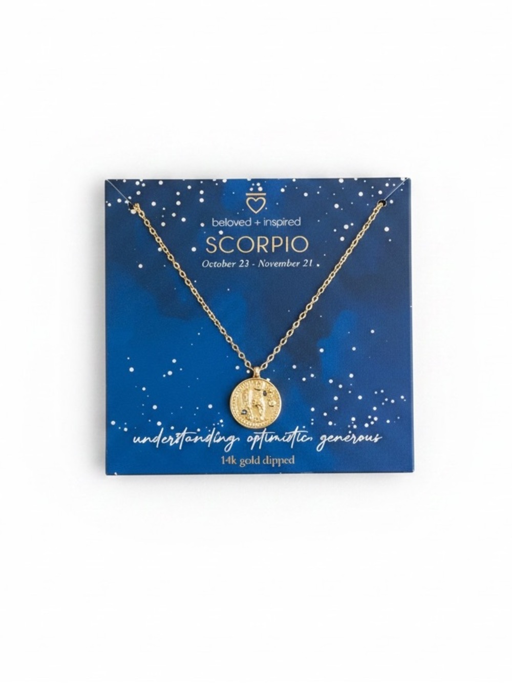 NWT Beloved + Inspired Scorpio Pendant Necklace Stocking Stuffer Zodiac Gift